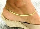 925 Solid Sterling Silver   14k Gold Plated 2 8mm Herringbone Anklet  10  - Ea86