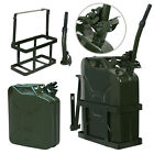 4pcs 5 Gallons Jerry Can With Holder 20l Liter Steel Oil Gas Tank Gasoline Green