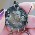 Antique  Elaborate Judaica 935 Gilt Sterling Silver Brooch Or Pendant With Stone