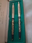 Vintage Chanel No 5 Arpege 14k Gold Filigree Perfumed Ballpoint Pen Set In Box