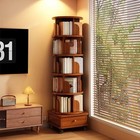 Rotating Bookshelf  360 Display Corner Bookshelf For Small Space 6 Tier Bookcase