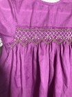 Vintage 70s Polly Flinders Girls Sz 4 Purple Hand Smocked Dress Lace Trim