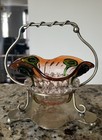 Bride   s Basket Applied Tadpole Glass Bowl Insert Sweetmeat Centerpiece Castor
