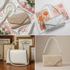 4 Pcs Pearl Purse Chain  Handbag Straps 18cm X 26cm X 1 9cm  White