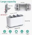 Toothbrush Holder With Drainage Bathroom Countertop Organizer Grey Storage