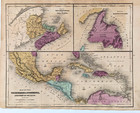 1844 Canada - Mexico - West Indies - Newfoundland - Cuba  Map Original
