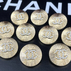 10 Chanel Buttons Cc Logo With Stones Round Gold Metal 20mm Vintage