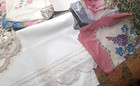 Lot Antique Linen Handkerchief Napkin Tablecloth Dresser Runner Doily As Is Old