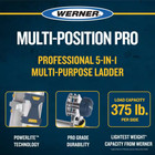 5 In 1 Multi Position Pro Aluminum Adjustable Multi Position Ladder  375 Lb  Cap