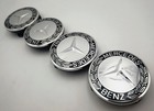 Set Of 4 75mm Wheel Center Caps Hubcaps Emblem Silver Black For Mercedes Benz