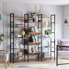 Bookcases And Bookshelves Triple Wide 5 Tiers Industrial Bookshelf  Large Etager