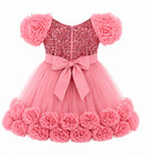Girls Pink 3d Flower Princess Party Tutu Dress Sequin Tulle Size 6 Years 130 New