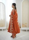 Gown Pakistani Orange Salwar Kameez Ready To Wear Dress Wedding Bollywood Party