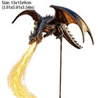 Solar Dragon Fire Garden Light Resin Dragon Outdoor Yard Lawn Halloween Decor