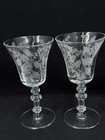 Tiffin Franciscan Fuchsia Elegant Etched Sherry Glasses 5  Clear  15083 Pair  2 