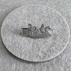 Vintage Sterling Silver Horse Carriage Drawn Fire Steamer Tie Clip Bar