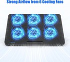 Laptop Cooling Pad 6 Quiet Fans For 12 To 17 Inch Notebook Gaming Adjustable   