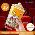 Popcorn Buckets Disposable 32oz Retro Style Paper 25 Pack Leak Proof Popcorn
