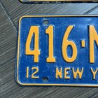 2 Vintage Matching Pair  1967 1970 New York License Plate 416 Nyp New York Press