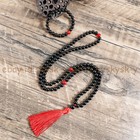 Black Red Agate 108 Prayer Beads Tibet Buddhist Mala Necklace Bracelet Set