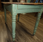 Vintage Antique Country Farm Dining Table Primitive Old Green Paint 43 5  X 29 