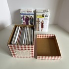 Vtg Lone Star Sewing Pattern Red White Checkered Storage Box Filled   Lot Of 17