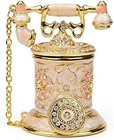 Vintage Telephone Trinket Box Hinged Enamel Hand Painted Jewelry Box Decorative
