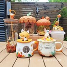 Authentic Starbucks Mushroom Glass Cup   Peach Blossom Topper Pink Siren 19oz Us