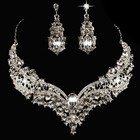 Women Bridal Wedding Cut Crystal Cubic Necklace Earrings Jewelry Set Prom Party