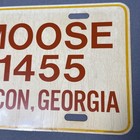 Vintage Moose Lodge 1455 Macon  Georgia Metal Vanity License Plate Sign