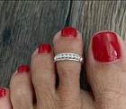 925 Silver Beaded Toe Ring Dainty Stackable Womens Adjustable Foot Jewelry New