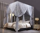 Vethin 4 Corners Post Princess Bed Canopy Curtain Double Layer Cozy Drape Net   