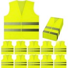  Safety Vests Pack - Reflective High Visibility  Hi Vis Silver Strip  10 Yellow
