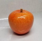 Vintage Italian Alabaster Marble Apple W  Wood Stem  Polished Paperweight      6