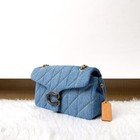 New Coach Tabby Quilted Denim Shoulder Bag Indigo Blue Cr704 Crossbody Outlet
