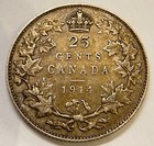 Canada 1914 25 Cents Quarter Silver Coin - Very Fine  