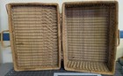 Vintage Woven Wicker Picnic Basket Suitcase Trunk Hinged Lid Loop Closures