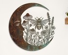 Metal Moon And Bee Wall Art Celestial Garden Decor Laser Cut Metal Sign Hanging