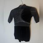 Weissman Velvet Black Crystal Sheer Sleeve Biketard Costume New Size Large Child