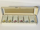 Vintage Porcelain Reusable Placecards Namecards Floral Set Of 6 Shafford Japan