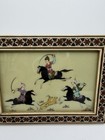 Vintage Persian Miniature Painting Khatam Marquetry Frame Hunting Scene