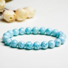 Natural Blue Larimar Water Pattern Crystal Reiki 9mm Round Beads Bracelet Aaaa