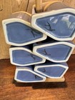 Rodolfo Padilla Mugs 6 On Wooden Stand Blue Ceramic Drip Glazed Stone