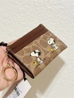 Coach X Peanuts Mini Skinny Id Case Signature Canvas W snoopy Print Cbt14 Nwt
