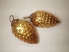 2 Vintage Antique German Christmas Ornaments Gold Glass Grape Clusters