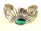 Fritz Casuse Carolyn Pollack  Sterling Silver And Malachite Cuff And Earrings