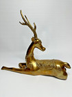Large Brass Deer India Ornate Sculpture Figurine Sarreid Mcm Hollywood Regency