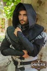 Medieval Hunter s Hood Black For Larp  Renaissance Faires  Cosplay