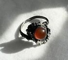 Silver Tone Ring Carnelian 6 5 Ring Size Vintage Topaz Stone Orange Stone