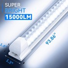 8ft Shop Light 100w 6500k 12-pack Linkable V-shape T8 Tube Lights For Garage Etl